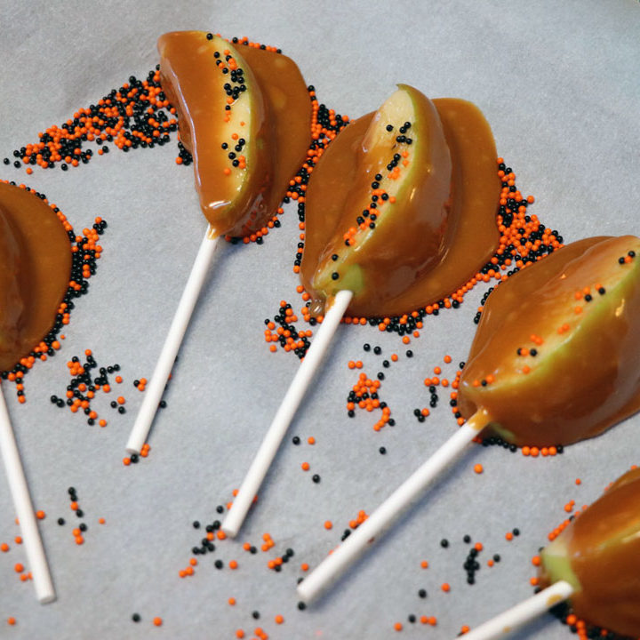 Caramel Apple Slices On A Stick