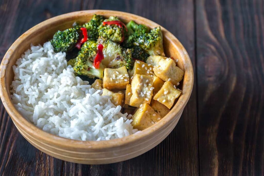 Thai Basil Tofu Rice Bowl