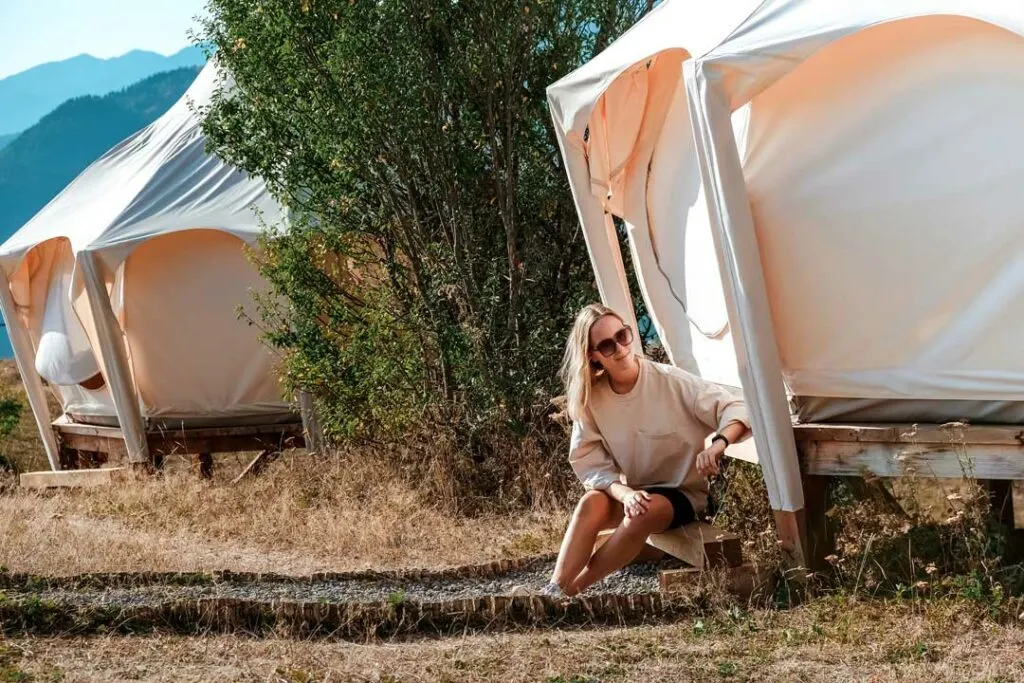 Luxury glamping tents with private bathrooms