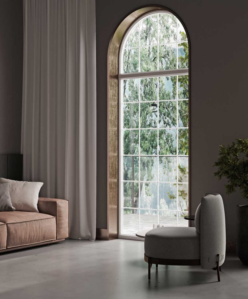 Wave curtain ideas for arched windows