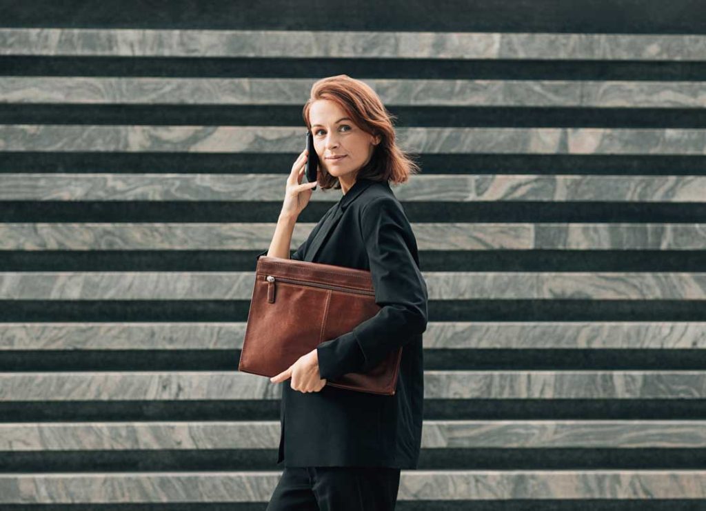 leather laptop case for business travelers